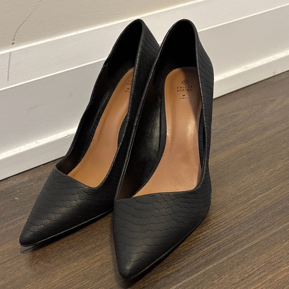 Call It Spring Shoes - Call It Spring Black Textured Pointed-Toe Heels pump 7cm